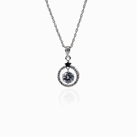 Moon Zircon Stud Charm Pendant with Chain