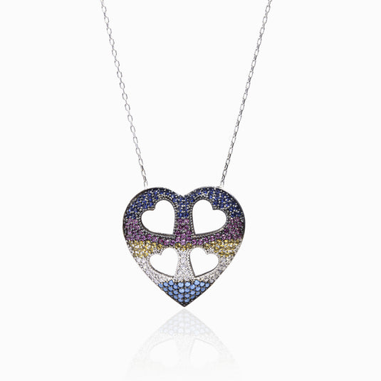 3D Love Heart Zircon Pendant and Chain