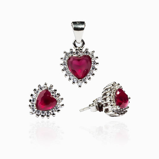 Ruby Heart Studs and Pendants