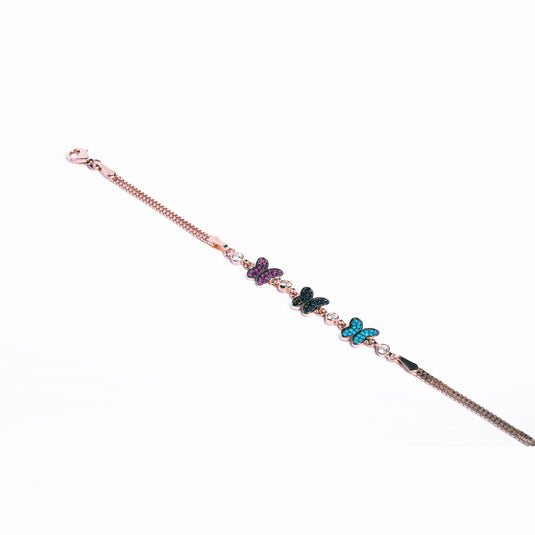 RoseGold Multicolor Butterfly Charm Bracelet