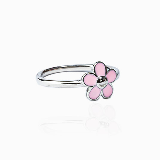 Pink Flower Smiley Ring