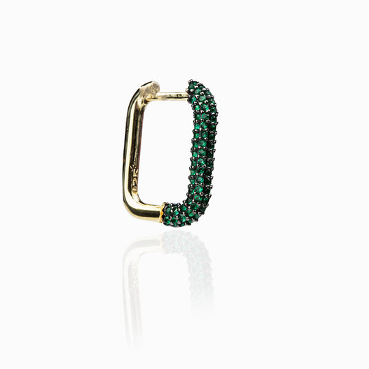 Green Lock Golden Loop Earrings