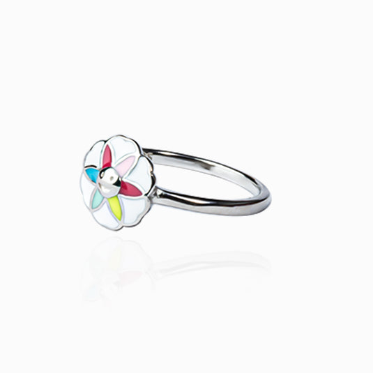 Smiley white rainbow Enamel Ring