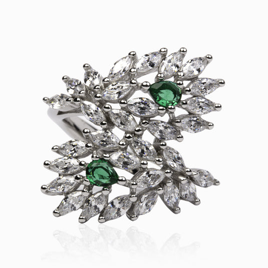 Bride Luxury Cubic Zircon Emerald Touch Ring