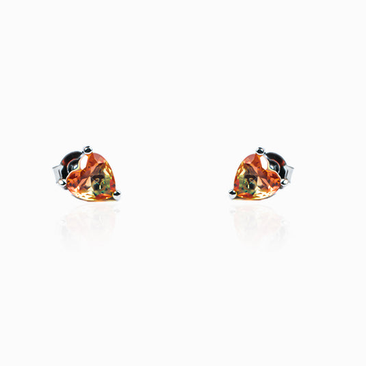 Orange Infinity Heart Zircon Studs and Pendant