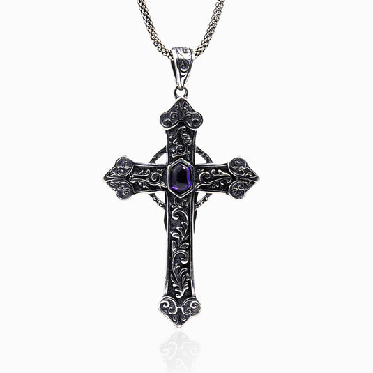 Sapphire Studded Crucifix Pendant