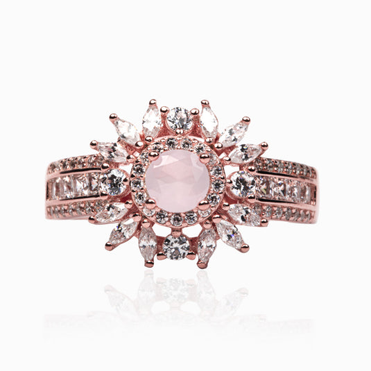 Strawberry Quartz Zirconium studded Rosegold Ring