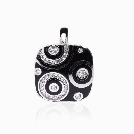 Black & White Enamal Zirconium Earrings