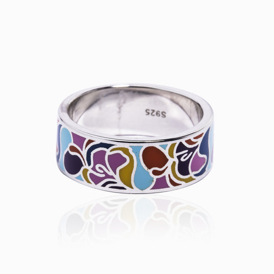 Floral Contemporary Enamel Ring
