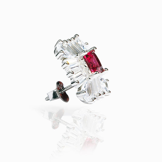 Ice Crystal Ruby Stud Earrings