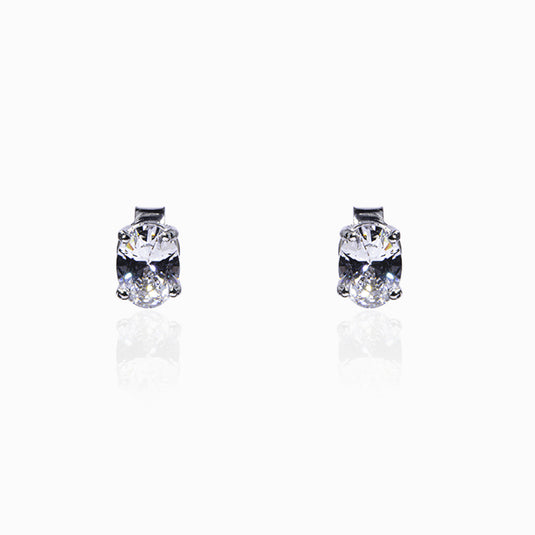Oval Solitaire Zircon studs and Pendant with Chain