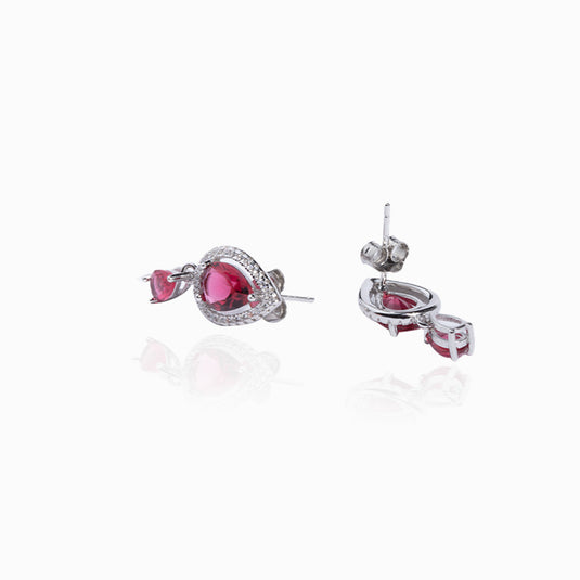 Ruby Zircon Drops Earrings
