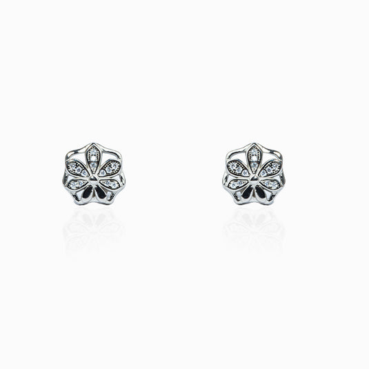 Zircon Dazzling Flower Studs with Pendant and Chain