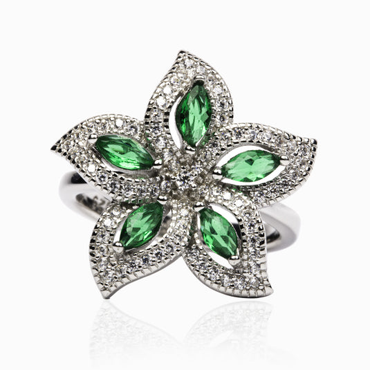 Sanjevani Emerald Petal Ring
