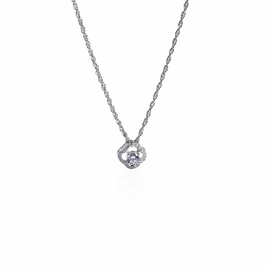 Solitaire with Side Studded Zircon Pendant with Chain