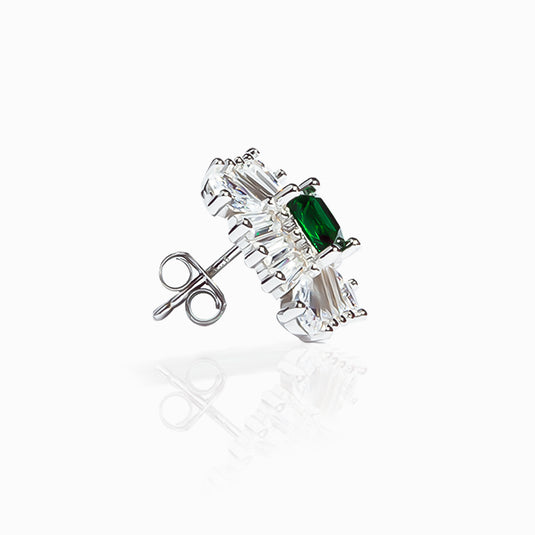 Ice Crystal Emerald Stud Earrings