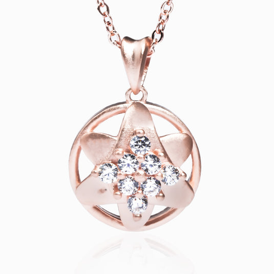 RoseGold Leaf Star Zircon Studs and Pendant