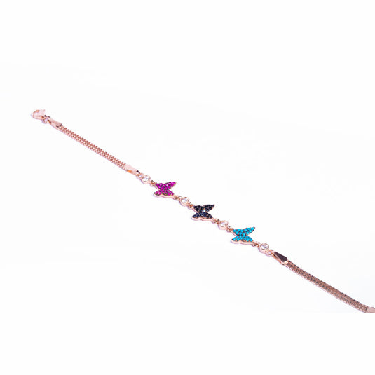 RoseGold Multicolor Butterfly Charm Bracelet