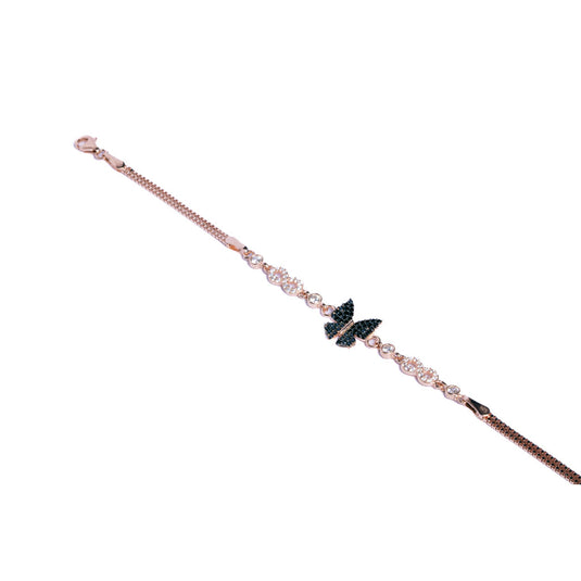 Rose Gold Black Butterfly Charm Bracelet
