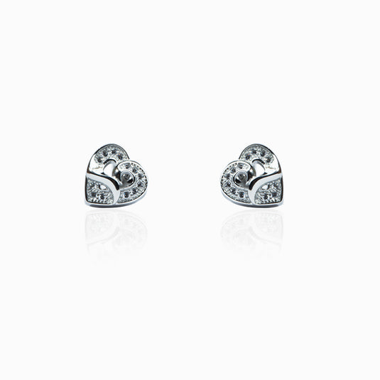 Zircon Wave Heart Stud with Pendant