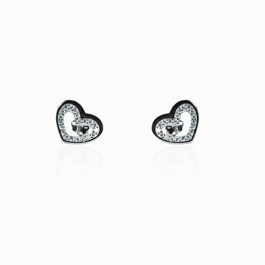 Zircon Serial Heart Stud with Pendant