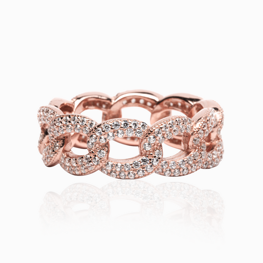Zircon Rope Chain Band RoseGold Ring