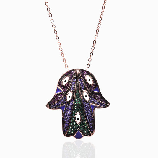 Buddha Palm Evil Eye Pendant and Chain