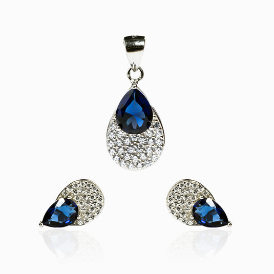 Sapphire Love Drop Studs and Pendants