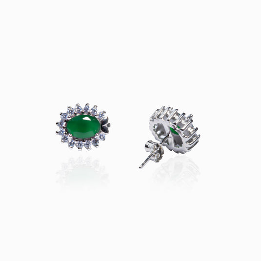 Aaral Stud Emerald Zircon Oval Earrings