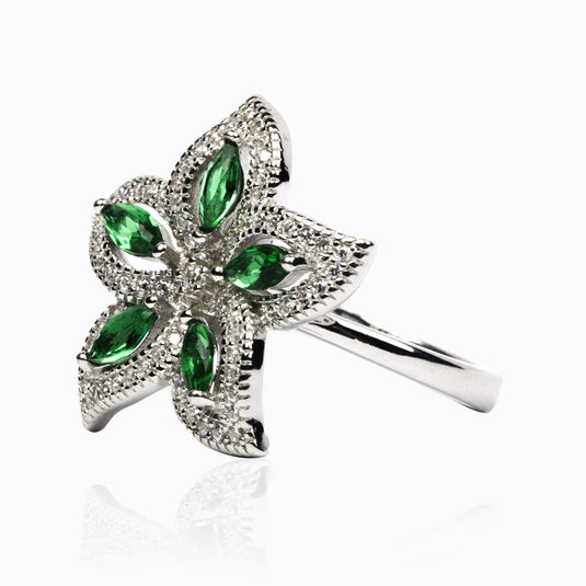 Sanjevani Emerald Petal Ring