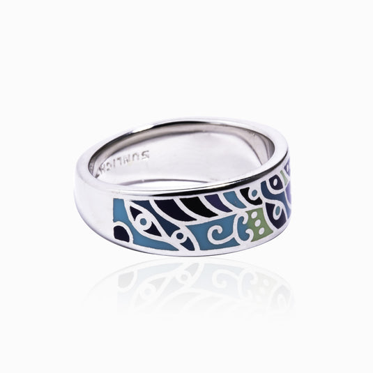 Bandhani Enamel Silver Ring