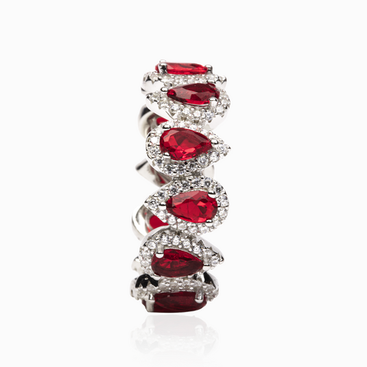 Ruby Red Petal Zirconium Band Ring