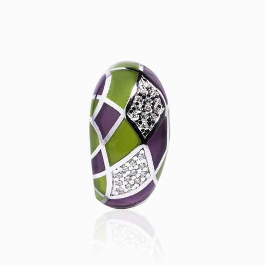 Olive Zircon Enamel Rings