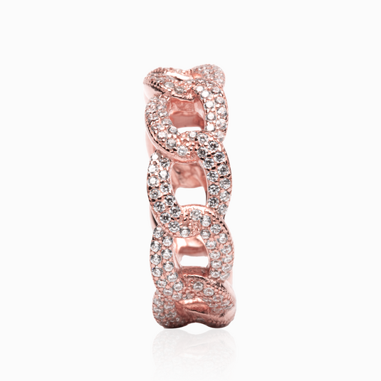Zircon Rope Chain Band RoseGold Ring
