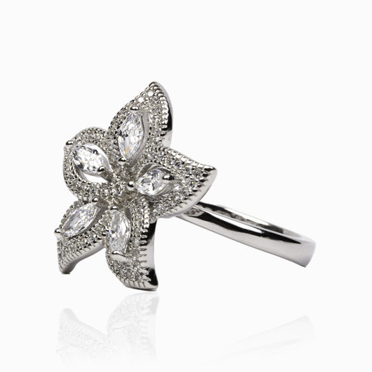 Five Petal Luxury Zircon Ring