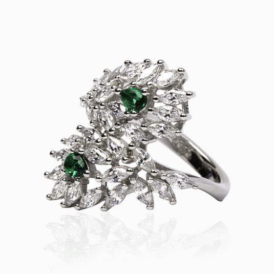 Bride Luxury Cubic Zircon Emerald Touch Ring
