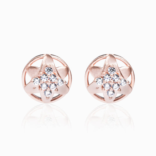 RoseGold Leaf Star Zircon Studs and Pendant