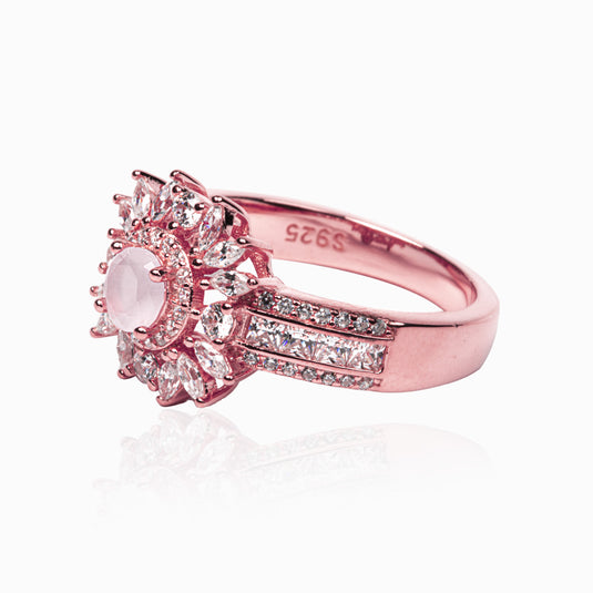 Strawberry Quartz Zirconium studded Rosegold Ring