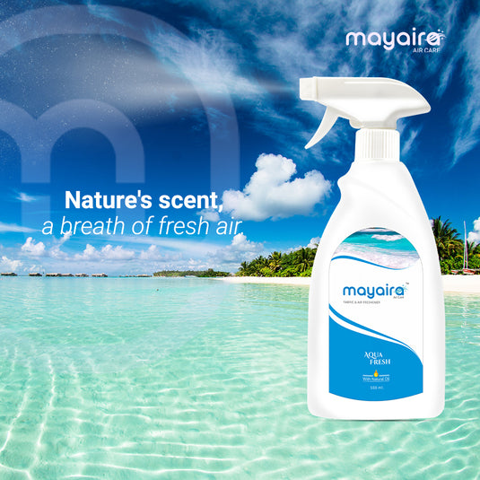 Mayaira Fabric and Air Freshener Aqua Fresh Spray | Long-Lasting Odour Eliminator for Home & Office | 500ml