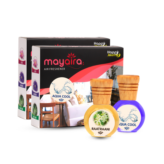 Mayaira Aqua Fresh / Raat Rani 15ml each Wooden Diffuser for Home Air Freshener with Essential Oils (Combo Pack of 2)