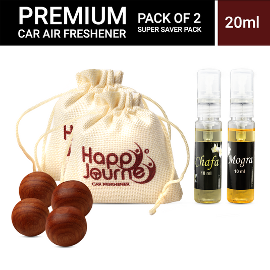 Happy Journey Jute Potli Car & Home Air Freshener, Chafa / Mogra Perfume 10ml Each Hanging Perfume with Essential Oils Spray