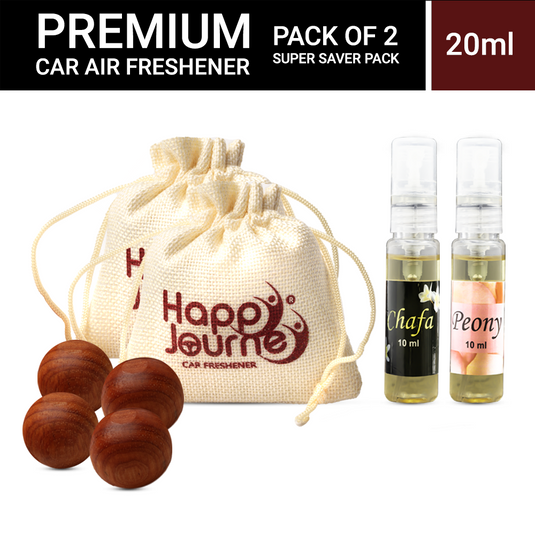 Happy Journey Jute Potli Car & Home Air Freshener, Chafa / Peony Perfume 10ml Each Hanging Perfume with Essential Oils Spray