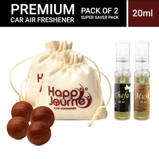 Happy Journey Jute Potli Car & Home Air Freshener, Chafa / Musk Perfume 10ml Each Hanging Perfume with Essential Oils Spray