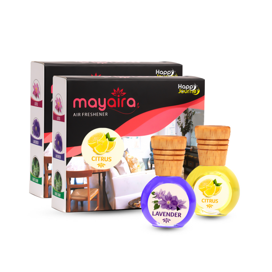 Mayaira Citrus / Lavender 15ml each Wooden Diffuser for Home Air Freshener with Essential Oils (Combo Pack of 2)