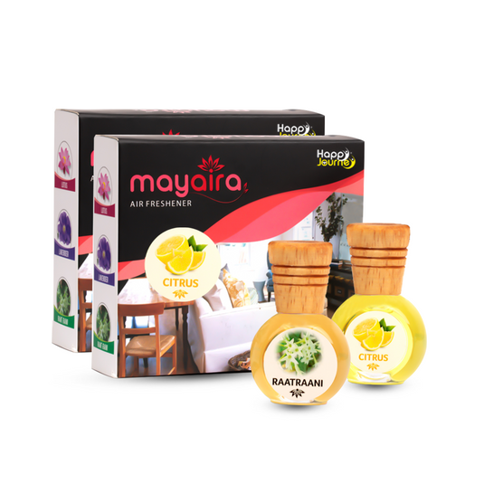 Mayaira Citrus / Raat Rani 15ml each Wooden Diffuser for Home Air Freshener with Essential Oils (Combo Pack of 2)