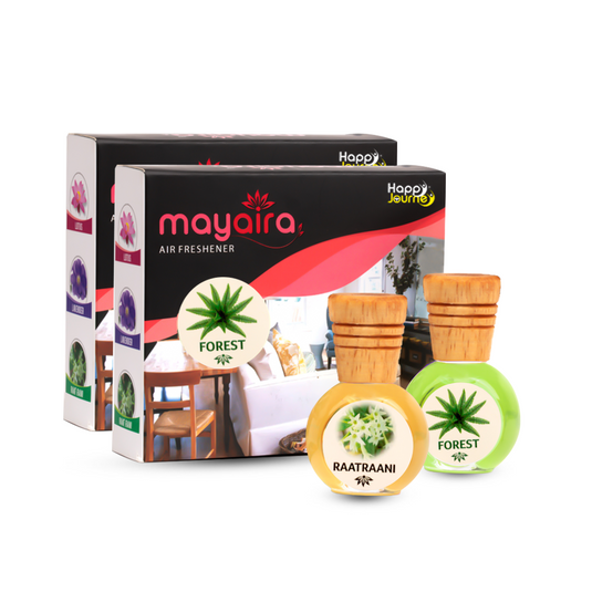 Mayaira Forest / Raat Rani 15ml each Wooden Diffuser for Home Air Freshener with Essential Oils (Combo Pack of 2)