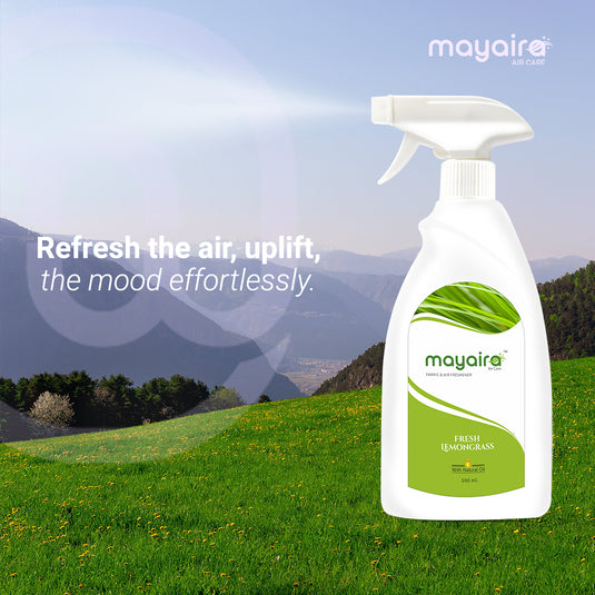 Mayaira Fabric and Air Freshener Fresh Lemongrass Spray | Long-Lasting Odour Eliminator for Home & Office | 500ml