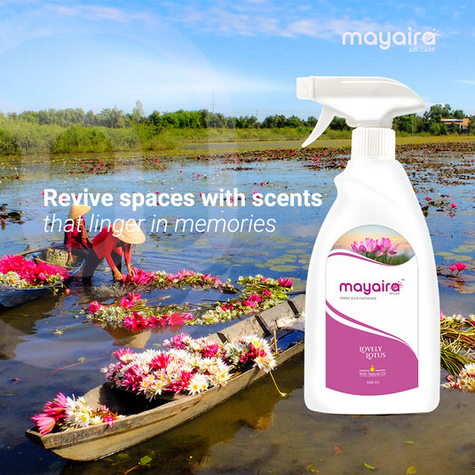 Mayaira Fabric and Air Freshener Lovely Lotus Spray | Long-Lasting Odour Eliminator for Home & Office | 500ml