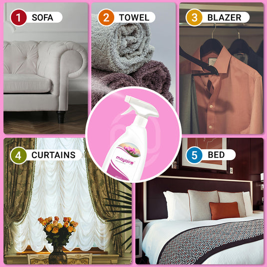 Mayaira Fabric and Air Freshener Lovely Lotus Spray | Long-Lasting Odour Eliminator for Home & Office | 500ml