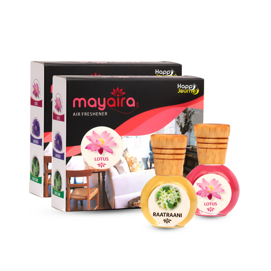 Mayaira Lotus / Raat Rani 15ml each Wooden Diffuser for Home Air Freshener with Essential Oils (Combo Pack of 2)
